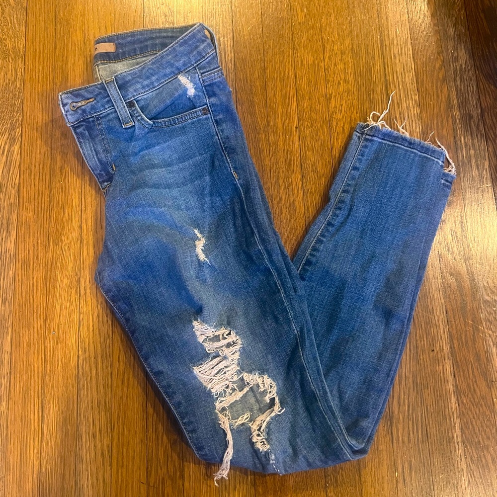 ❤️ joes jeans skinny fit high rise distressed jeans size 25